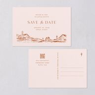 Western Desert Cactus Save the Date Postcards Terracotta