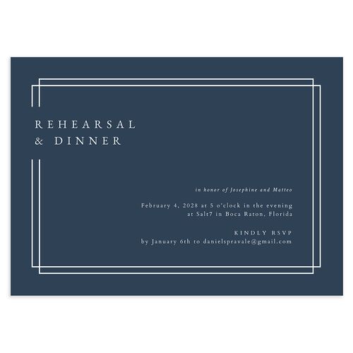 Double Frame Rehearsal Dinner Invitations Moody Blue Signature Blank Standard