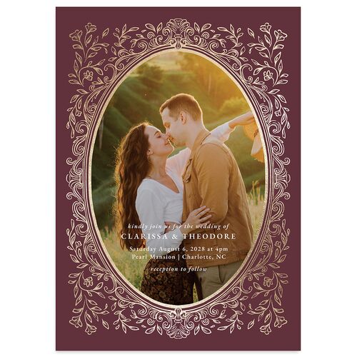 Regal Photo Foil Wedding Invitations Mauve Gold Signature Blank No Standard
