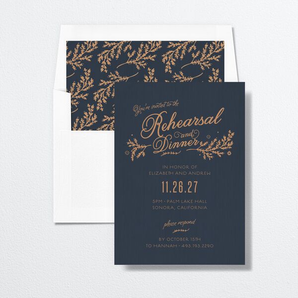 Rustic Chic Rehearsal Dinner Invites envelope-and-liner in Blue