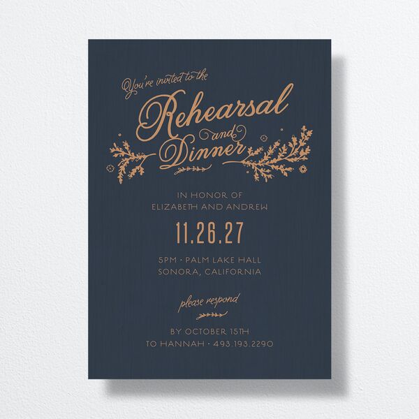 Rustic Chic Rehearsal Dinner Invites front in Blue