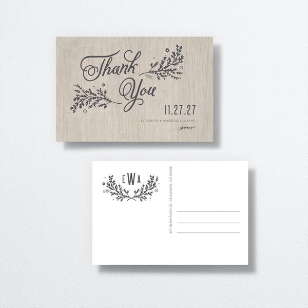 Rustic Chic Thank You Postcards Medieval Grey