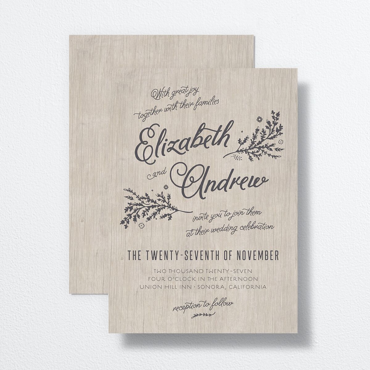 Rustic Chic Wedding Invitations Medieval Grey Signature No