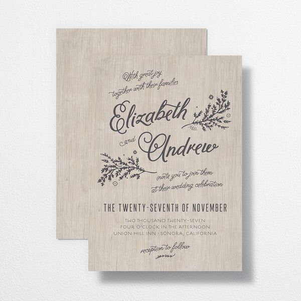 Rustic Chic Wedding Invitations Medieval Grey Signature No