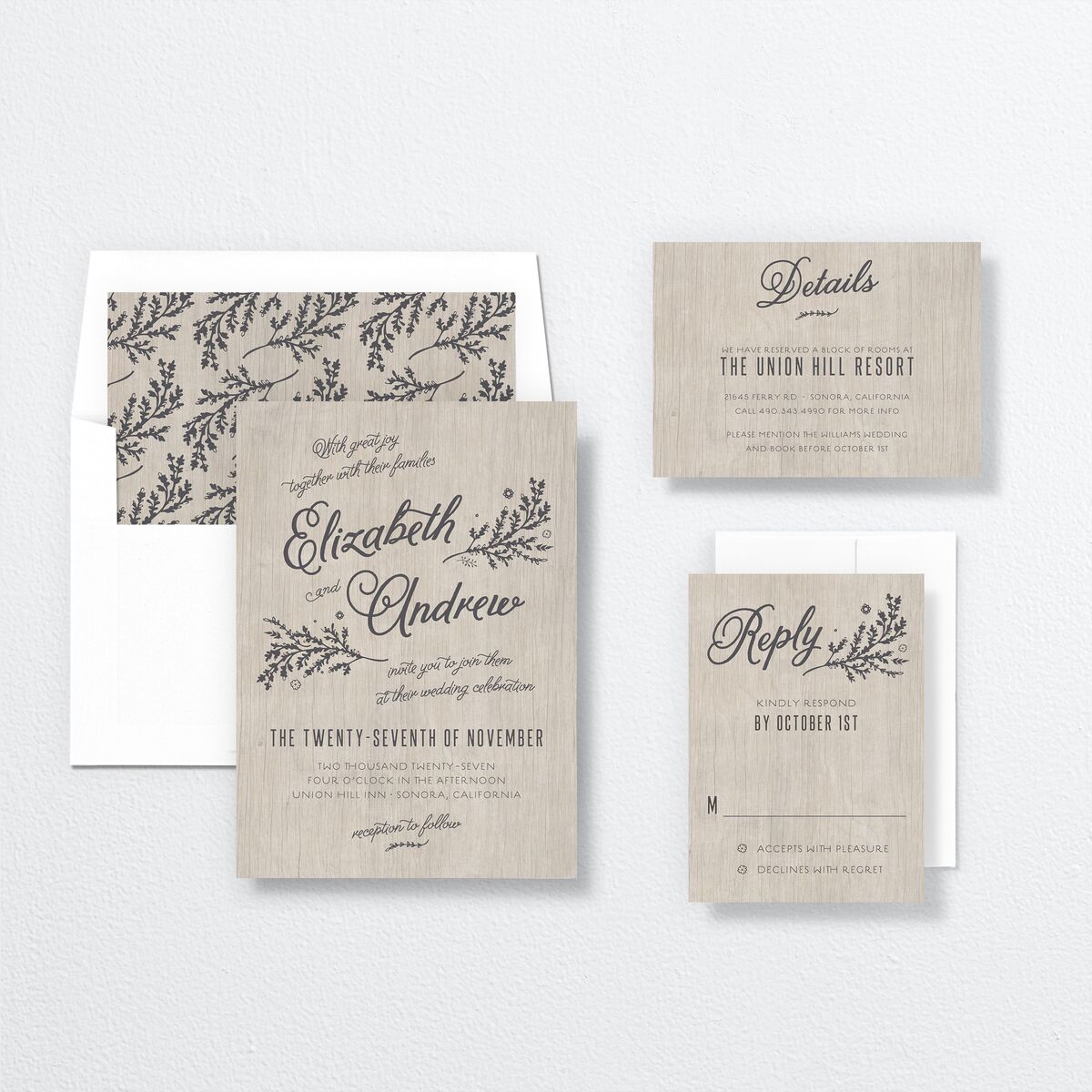 Rustic Chic Wedding Invitations Medieval Grey Signature No