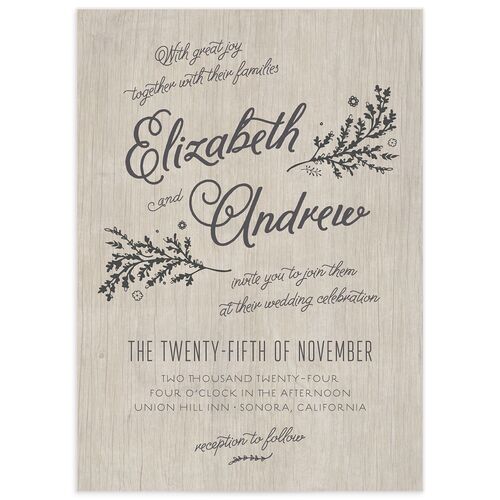 Rustic Romance Wedding Invitations - Grey