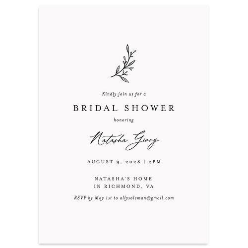 Botanical Monogram Bridal Shower Invitations Licorice Signature Blank Standard