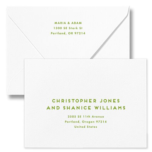 Eclectic Vintage Stripes Holiday Card Euro Envelopes White Linen Both Recipient and Return Addresses Luxe Signature