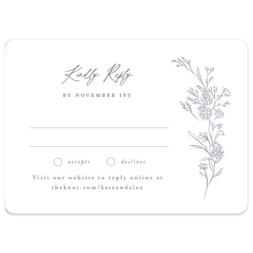 Romantic Branches Wedding Response Cards Dusty Blue Signature Rounded