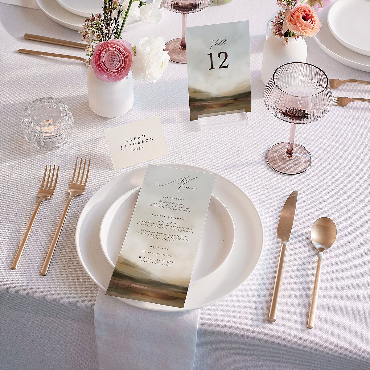 Western Valley Place Cards Tan Signature
