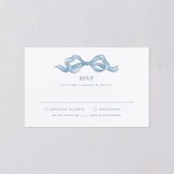 Vintage Bow All-in-One Wedding Invitations Regency Blue Signature Light Both Recipient and Return Addresses No