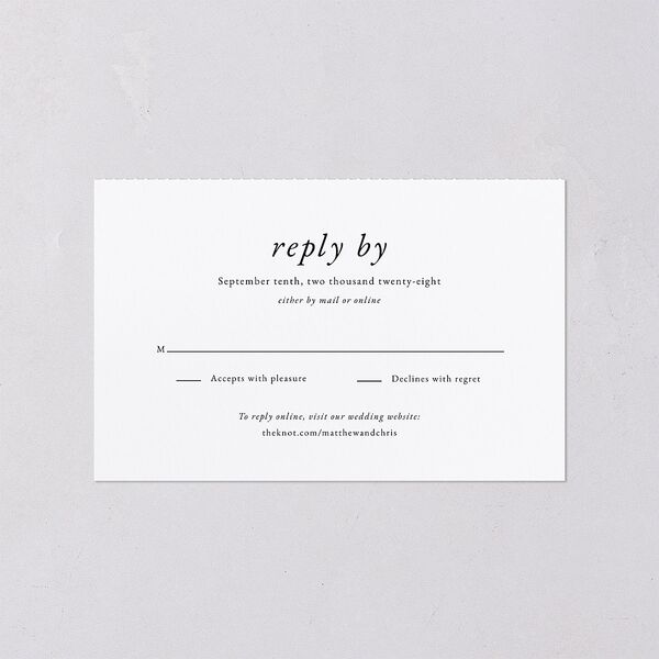 Classically Stated All-in-One Wedding Invitations Pure White No Signature Light Both Recipient and Return Addresses