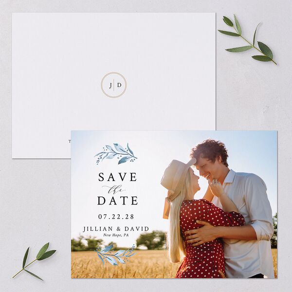 Classic Greenery Save The Date Cards Ocean Signature smooth Blank No Standard