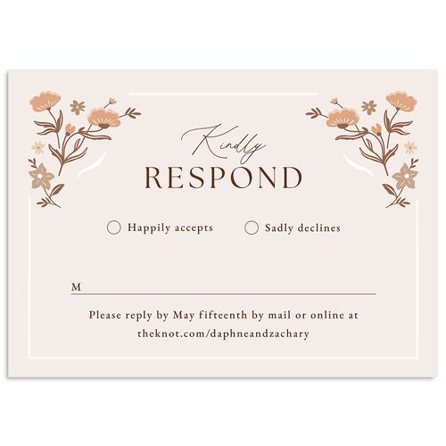 Flora Garden Border Wedding Response Cards Walnut Signature Standard
