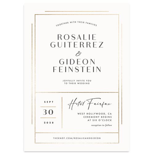Refined Frame Wedding Invitations Gold Snow Signature Blank No Standard