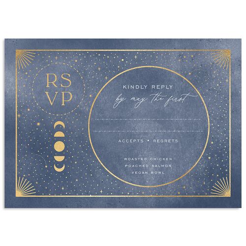 Written In The Stars Wedding Response Cards Gold Moody Blue Signature Standard