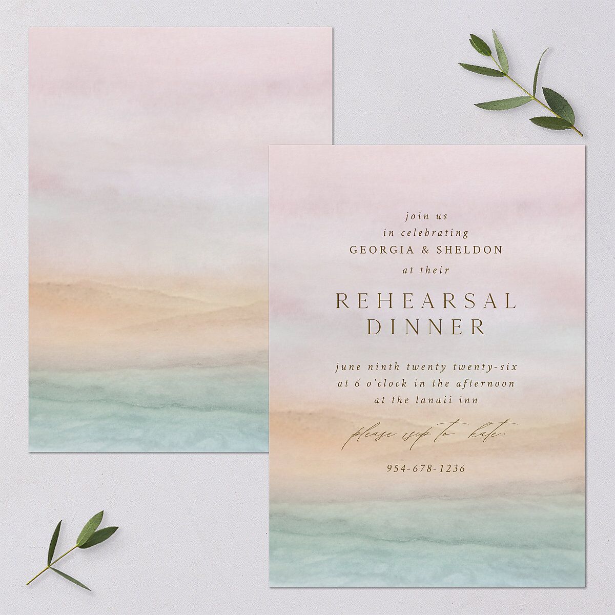 Ethereal Sunset Rehearsal Dinner Invitations — view 1