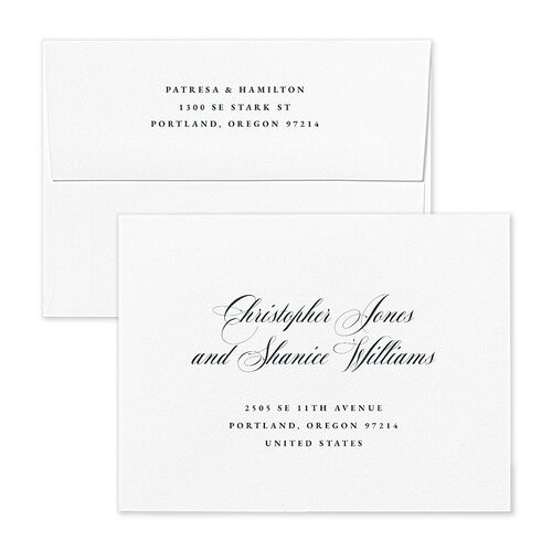 Opulent Garden Thank You Card Envelopes White Dark Emerald Both Recipient and Return Addresses Signature Standard