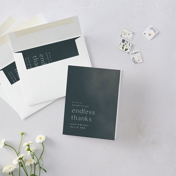 Shimmer Dust Thank You Cards Gold Dark Emerald