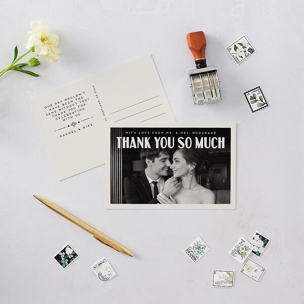 Vintage Art Deco Photo Thank You Postcards Off-White