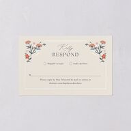 Flora Garden Border All-in-One Wedding Invitations Moody Blue Signature Light Both Recipient and Return Addresses No