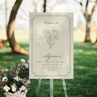 Fresh off the Market Garden Vintage Botanical Sketch Bridal Shower Standard Welcome Sign Large Dark Camo Standard Indoor Foam Core L Welcome