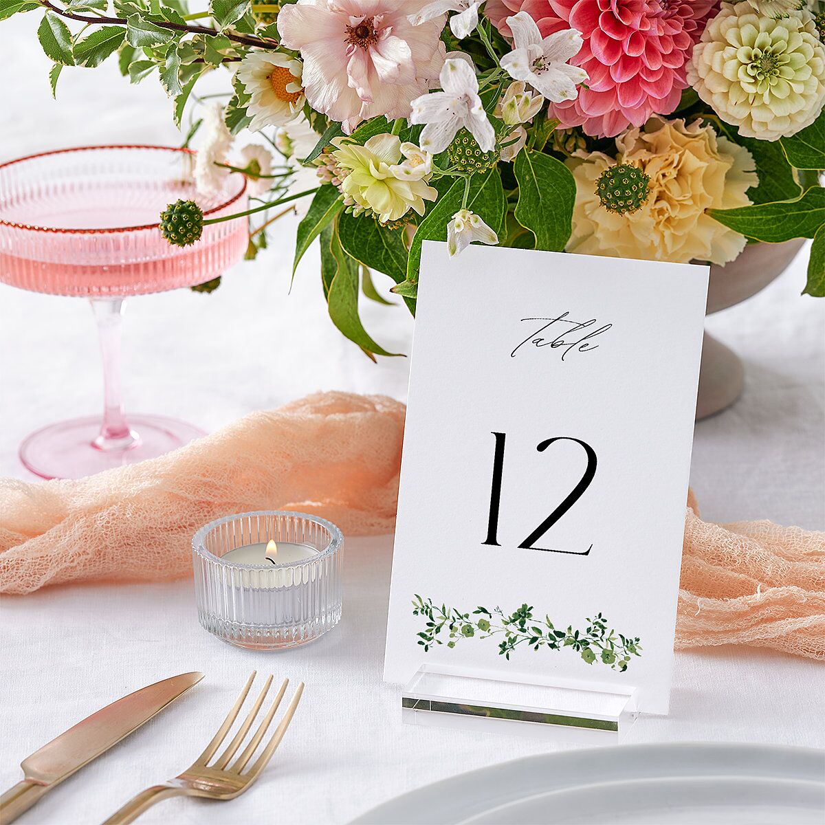 Simple Vine Table Numbers Deep Olive Signature