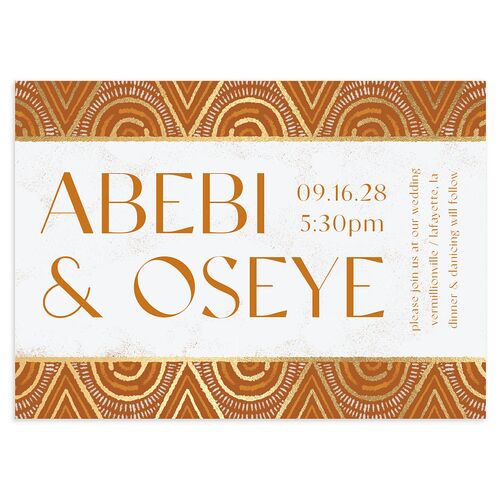 Gilded Sahara Pattern Wedding Invitations Gold Copper Signature Blank No Standard