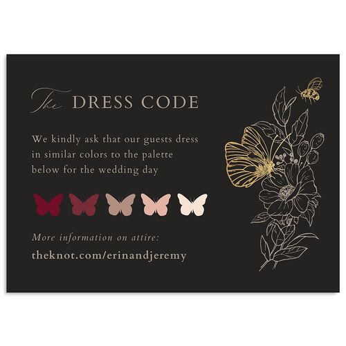 Butterfly Botanical Foil Wedding Attire Cards Gold Charcoal Signature Standard