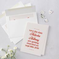 Modern Retro Type Save the Date Cards Scarlet Signature smooth Blank No Standard