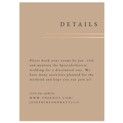 Double Frame Wedding Event Detail Cards Gold Fawn Signature Standard