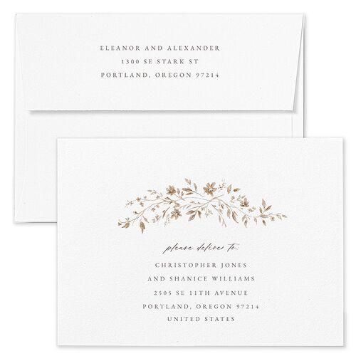 Timeless Floral Wedding Invitation Envelopes Rose Pure White Return Address Standard Signature