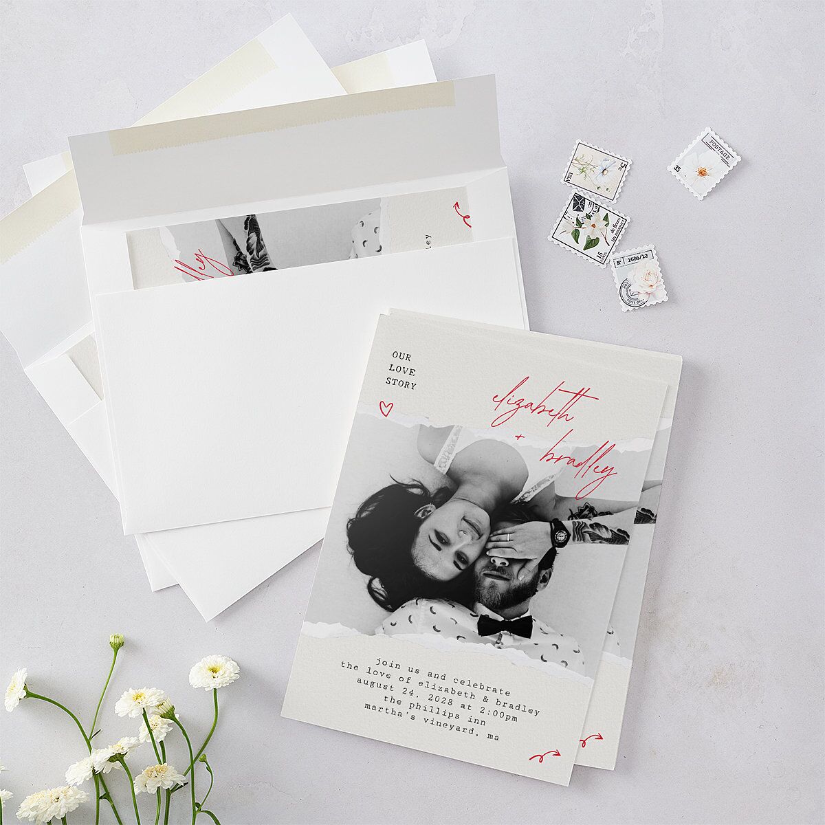 DIY Crafty Photo Wedding Invitations Ruby Signature Blank No Standard
