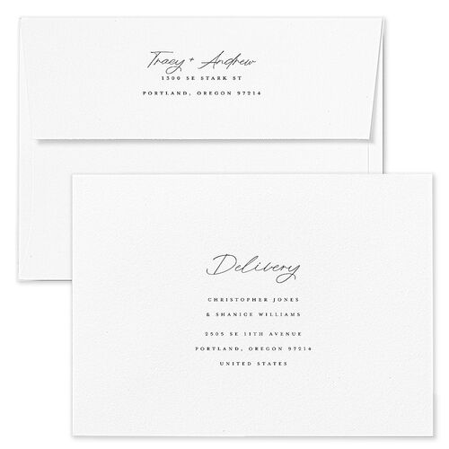 Simply Signed Save The Date Card Envelopes White Midnight Both Recipient and Return Addresses Signature Standard