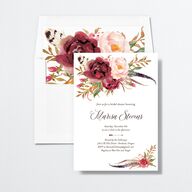 Bohemian Floral Bridal Shower Invitations Merlot Signature