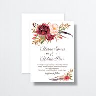Bohemian Floral Wedding Invitations Merlot Signature No