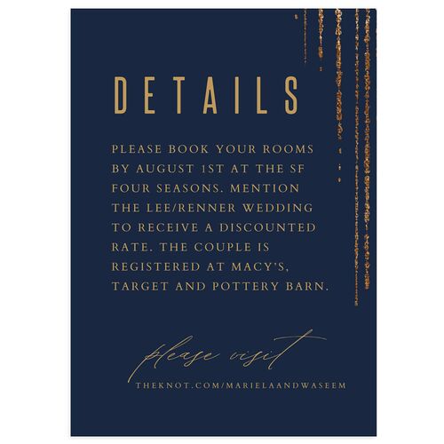 Classic Cascade Wedding Enclosure Cards Navy Signature Standard