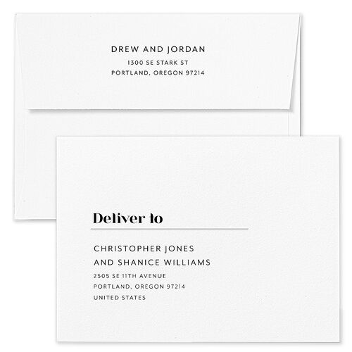 Retro Watercolor Save The Date Card Envelopes White Standard Hunter Green Both Recipient and Return Addresses Signature
