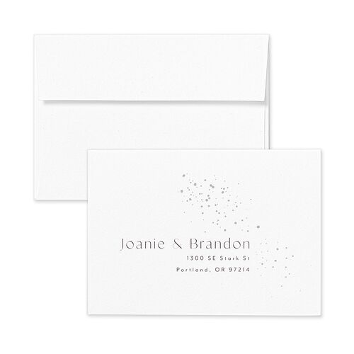 Shimmer Dust Wedding Response Card Standard Envelopes Terracotta Eggplant Return Address Signature Standard