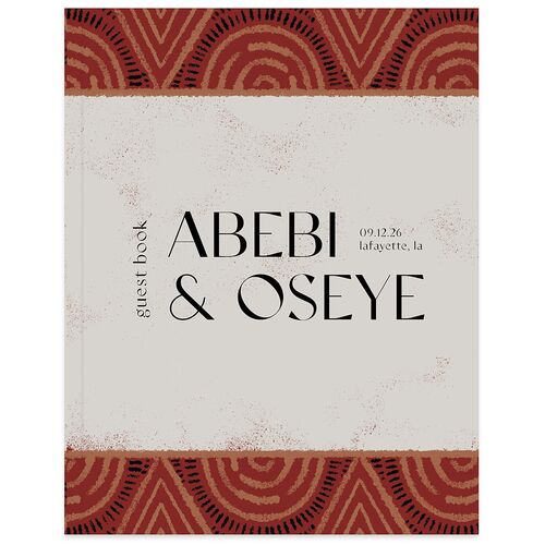 Sahara Pattern Wedding Guest Book Rust