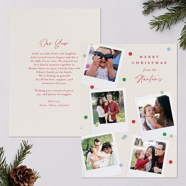 Instant Film Christmas Confetti Holiday Cards Ivory Signature Blank Portrait Standard