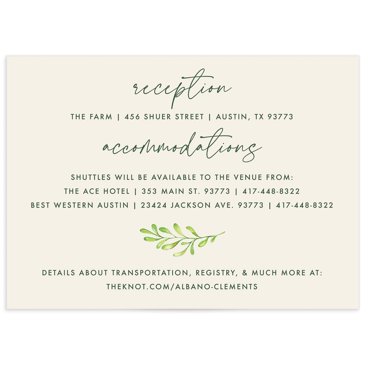 Calligraphic Botanical Wedding Enclosure Cards