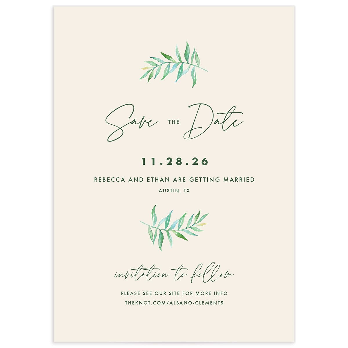Calligraphic Botanical Save The Date Cards