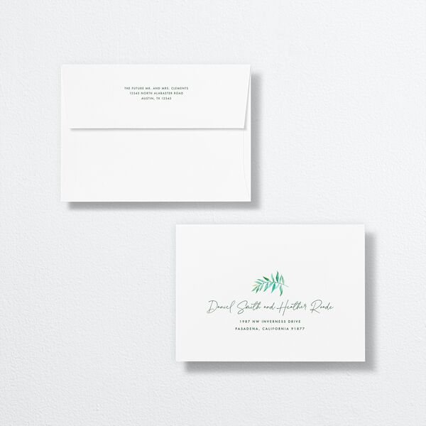 Calligraphic Botanical Thank You Card Envelopes White Charcoal Both Recipient and Return Addresses Signature Standard