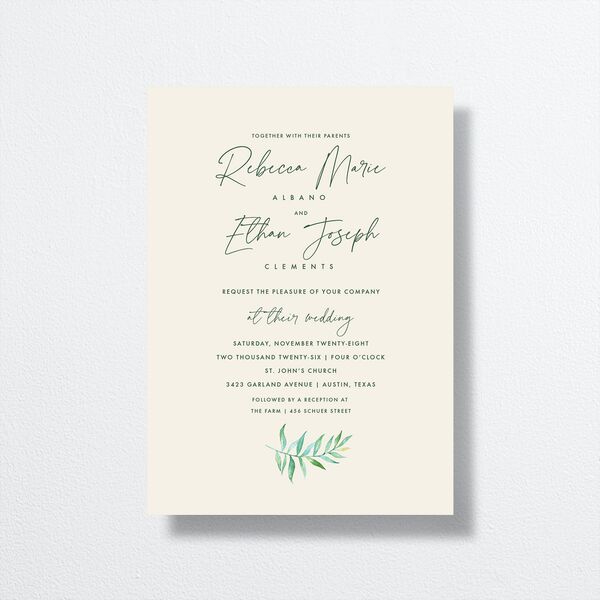 Calligraphic Botanical Wedding Invitations front