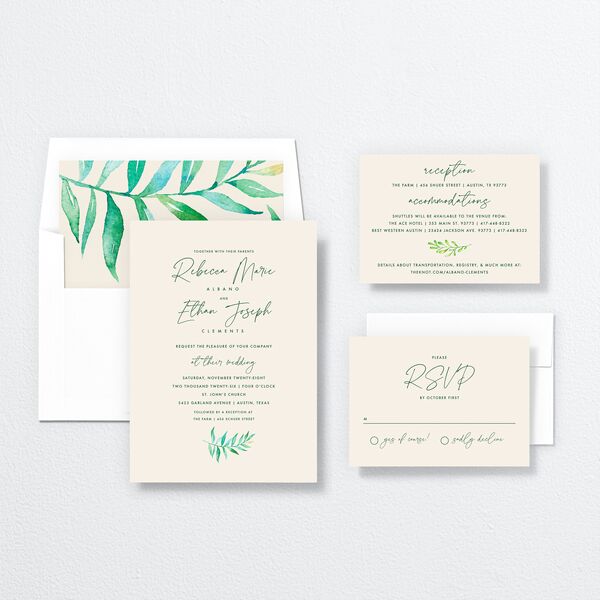 Calligraphic Botanical Wedding Invitations suite