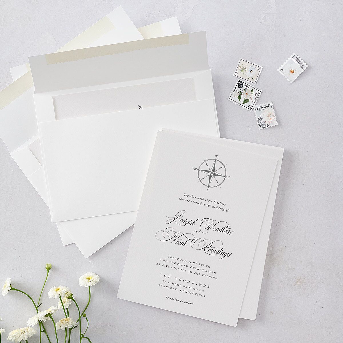 Formal Nautical Wedding Invitations Midnight Signature Blank No Standard