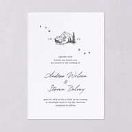 Elegant Mountain Monogram Wedding Invitations Pure White Signature Blank Standard