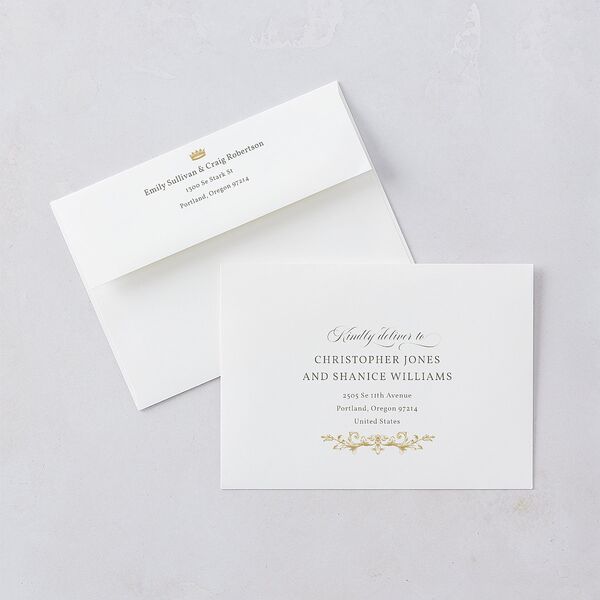 Vintage Regency Monogram Frame Wedding Invitations Pure White Signature Blank No Standard