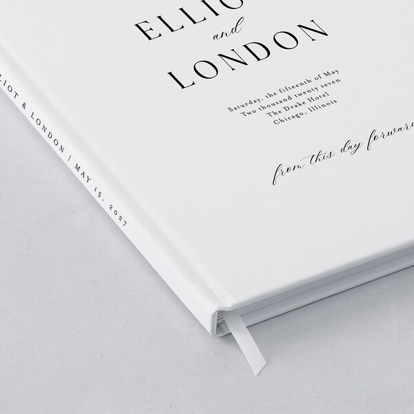 Timeless Typography Wedding Guest Book Pure White